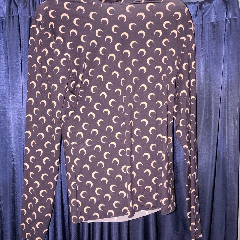 Marine Serre Black and Cream Moon Pattern Top